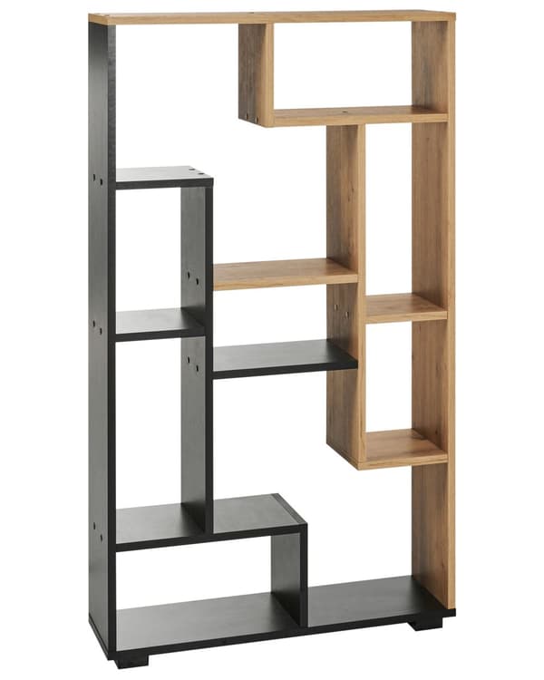 Bogreol Lyst træ Sort 122 x 70 x 20 cm Åbne hylder i flere niveauer Moderne design Opbevaring