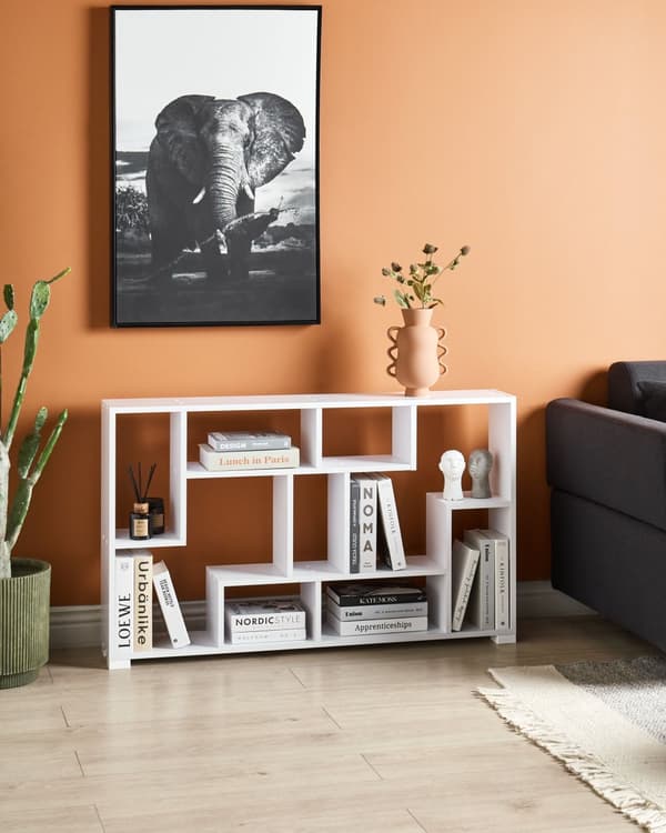 Bogreol Hvid 122 x 70 x 20 cm Åbne hylder i flere niveauer Moderne design Opbevaring
