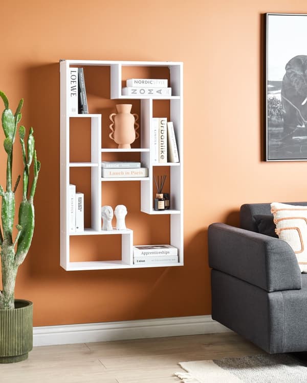 Bogreol Hvid 122 x 70 x 20 cm Åbne hylder i flere niveauer Moderne design Opbevaring