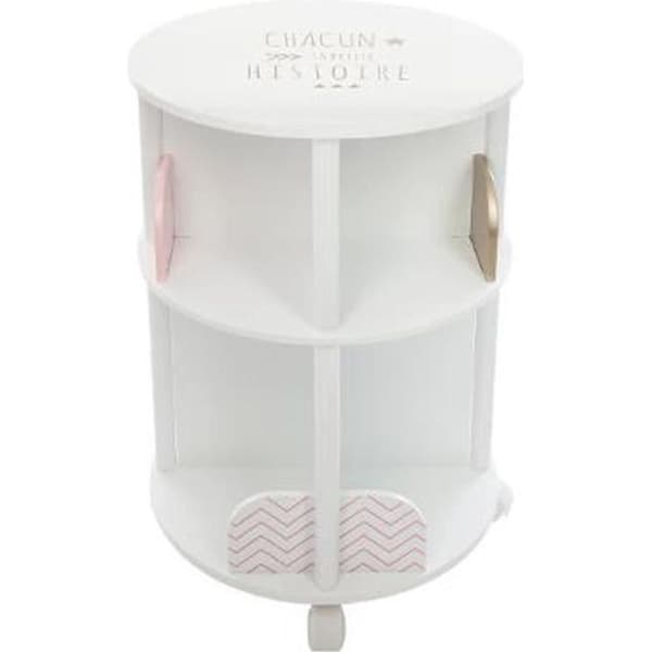 Rund barnbibliotek i MDF och polypropen, rosa - Dim: L.40 x l.40 x H.59 cm