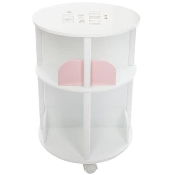 Barnbibliotek runt i MDF och polypropen, rosa - Längd 40 cm x bredd 40 cm x Höjd 59 cm