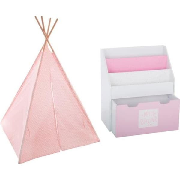 Tipi dekoration - ATMOSPHERA FOR KIDS - Rosa - Barn - MDF - Polyesters - L. 120 x b. 160 x H. 120 cm