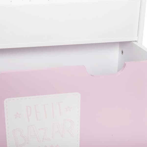 Atmosphera Kids - Bibliotek med förvaringslåda på hjul - 62 x 70 cm - Rosa