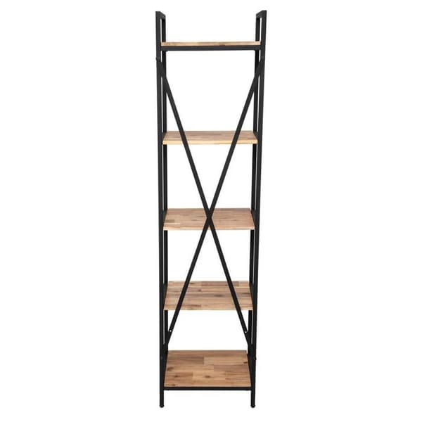 Bibliotek "Edena" - metall &amp; akacia 45x180 cm - Svart - Atmosphera inredningsskapare
