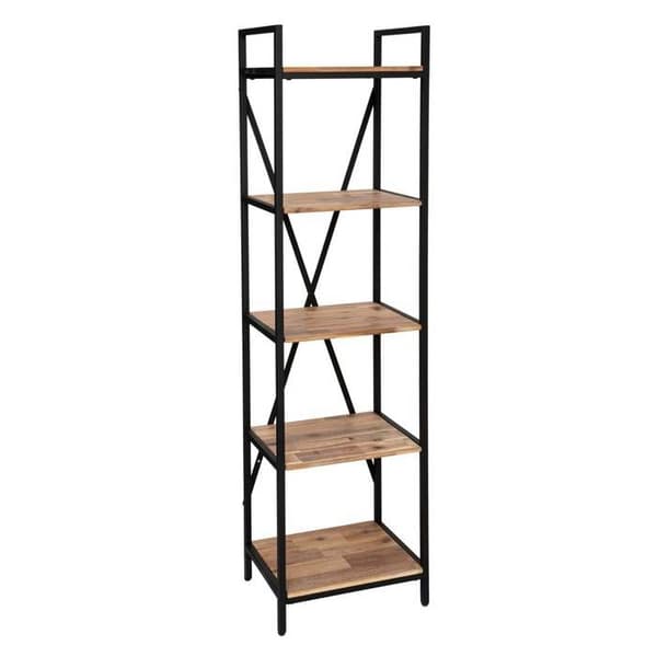 Bibliotek "Edena" - metall &amp; akacia 45x180 cm - Svart - Atmosphera inredningsskapare