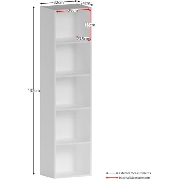 Bibliotek - VIDA DESIGNS - Oxford - 5 hyllor - Massivt trä - Vit