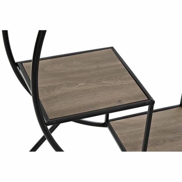 svart trädhylla ljusgrå metall 4 hyllor (90 x 30 x 100 cm)