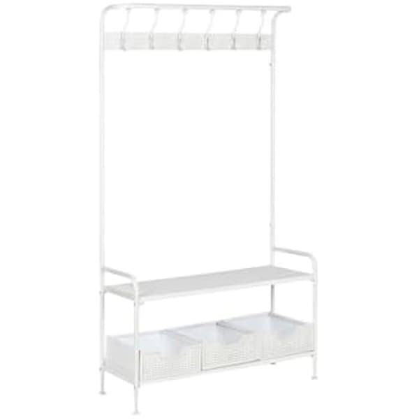 Entréskåp - HOME ESPRIT - Vit - 110 x 36 x 186 cm - Lådor - Metall