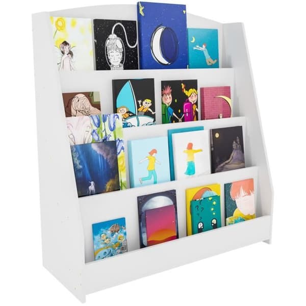 Barnbibliotek Melfa i MDF med 4 förvaringshyllor, 80 cm
