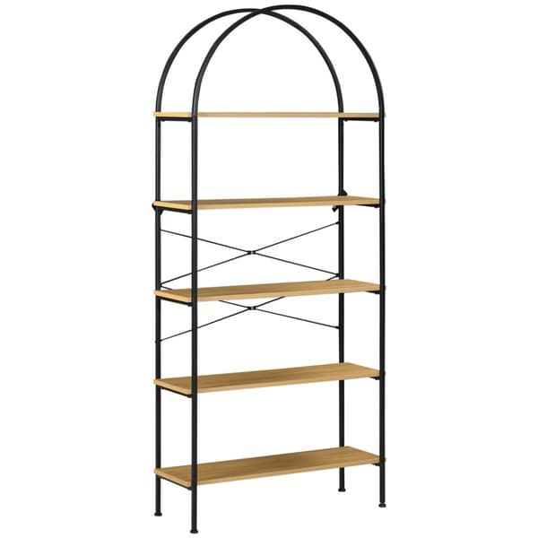 Rootz 5 -tason teollisuuskirjahylly - säilytyshylly - metalli- ja puuyksikkö - moderni eleganssi - 80 cm x 28 cm x 179cm