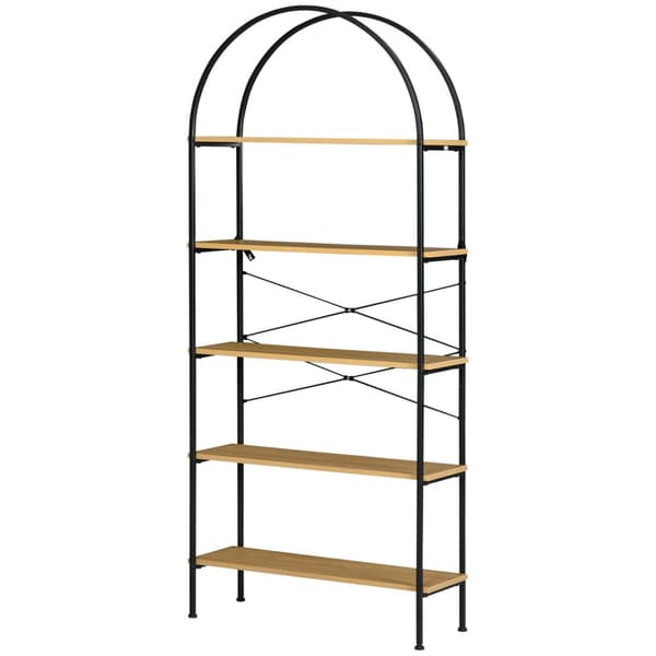 Rootz 5 -tason teollisuuskirjahylly - säilytyshylly - metalli- ja puuyksikkö - moderni eleganssi - 80 cm x 28 cm x 179cm