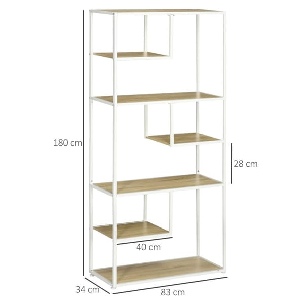 Rootz 7 -niveau bogreol hylde - metalramme - industriel stil - pladsoptimering - 83 cm x 34 cm x 180 cm