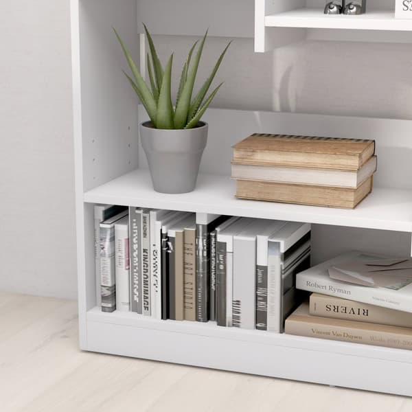Rootz Bogreol Hylde - Opbevaringsmøbler - Boghylde - Kompakt design - 90L X 24W X 91H CM - Elegant & alsidig 4 -niveau spånplade i hvidt