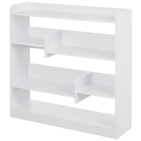 Rootz Bogreol Hylde - Opbevaringsmøbler - Boghylde - Kompakt design - 90L X 24W X 91H CM - Elegant & alsidig 4 -niveau spånplade i hvidt
