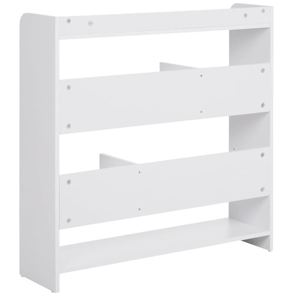 Rootz Bogreol Hylde - Opbevaringsmøbler - Boghylde - Kompakt design - 90L X 24W X 91H CM - Elegant & alsidig 4 -niveau spånplade i hvidt