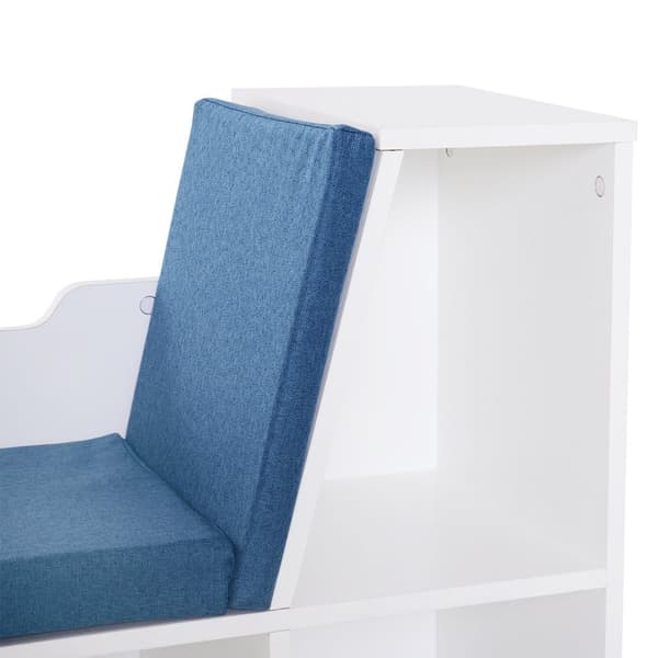 Rootz Bookshelf Bench - kirjahylly - Storage -hylly - 2 -in -1 -suunnittelu - Suurin mukavuus - 102L x 30W x 61H CM - White Blue
