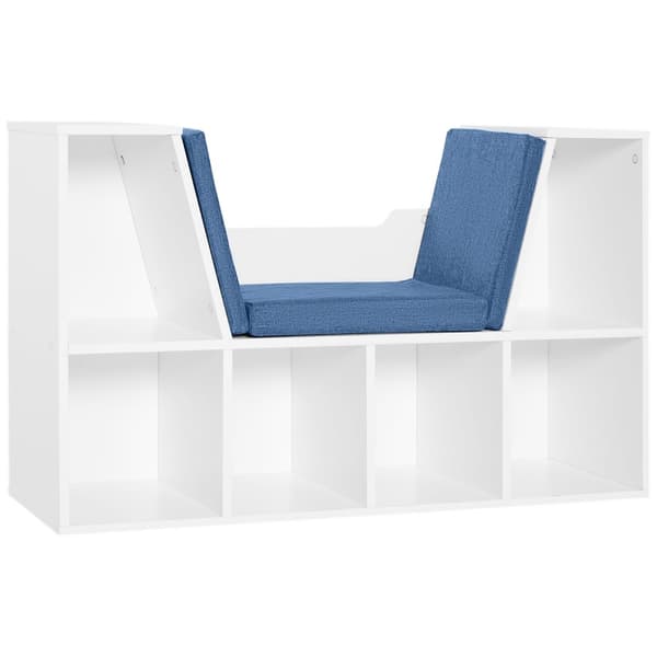 Rootz Bookshelf Bench - kirjahylly - Storage -hylly - 2 -in -1 -suunnittelu - Suurin mukavuus - 102L x 30W x 61H CM - White Blue