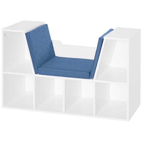 Rootz Bookshelf Bench - kirjahylly - Storage -hylly - 2 -in -1 -suunnittelu - Suurin mukavuus - 102L x 30W x 61H CM - White Blue