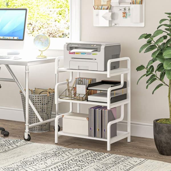 Rootz Industrial Design Metal Shelf - 3 Tier Storage Rack - Steel Structure - Optimal stabilitet - 55 x 40 x 77 cm hvid