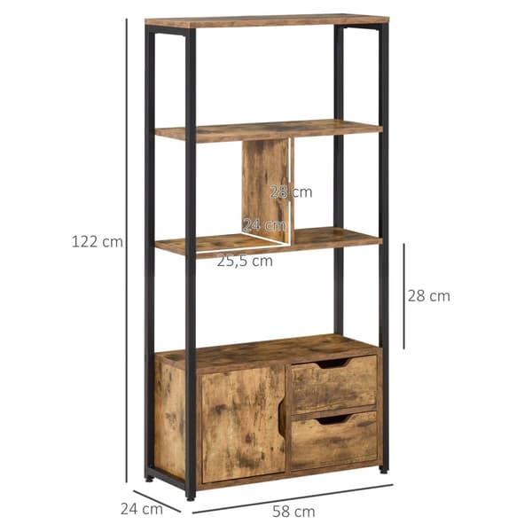 Rootz Industrial Bogreol - Opbevaringshylde - Skabsenhed - Brun -sort - 58 cm x 24 cm x 122 cm