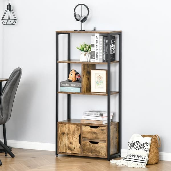 Rootz Industrial Bogreol - Opbevaringshylde - Skabsenhed - Brun -sort - 58 cm x 24 cm x 122 cm