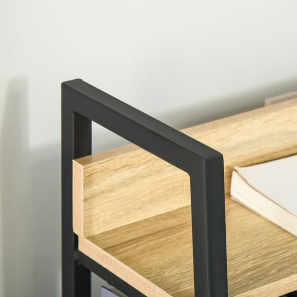 Rootz Inconced Industrial Bogreol - 5 Tier Shelf - Living Room Storage - Holdbar MDF & Metal - 70L x 35W x 149,5 timer cm - Brun, sort finish