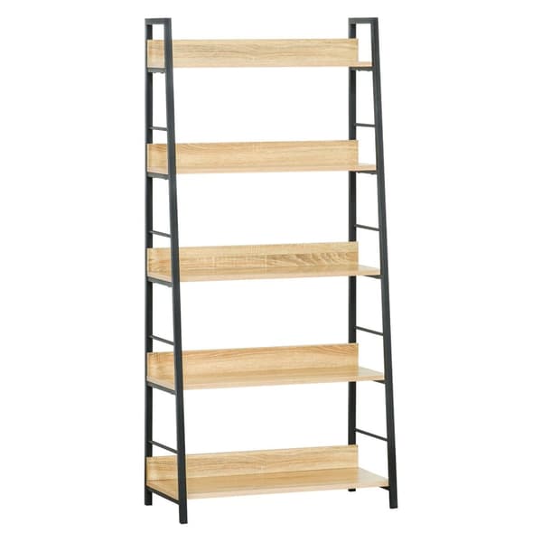 Rootz Inconced Industrial Bogreol - 5 Tier Shelf - Living Room Storage - Holdbar MDF & Metal - 70L x 35W x 149,5 timer cm - Brun, sort finish