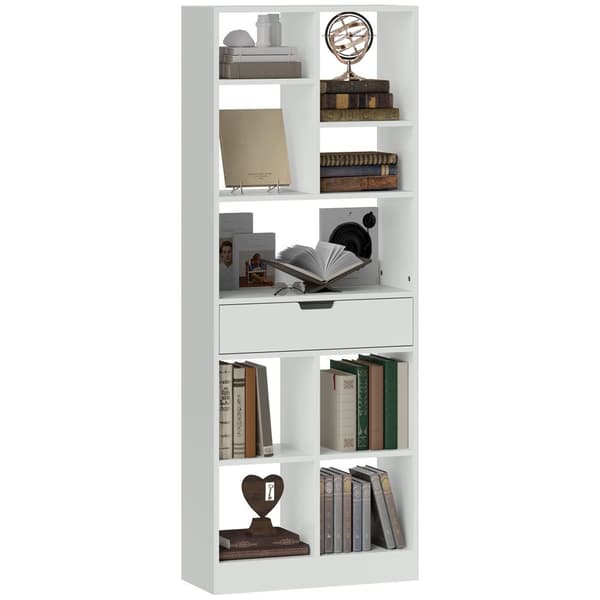 Rootz Multi -Purpose bogreol - Hylde med rum - Opbevaringsenhed - Anti -Tilt -sikkerhed - 60 x 26 x 158 cm, hvid