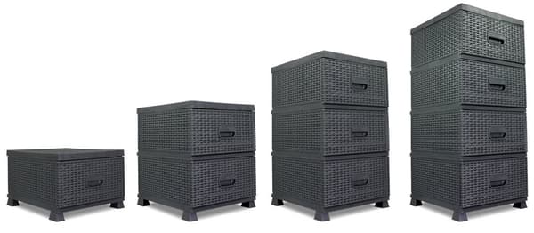 Kommode skab K9467 sort rattan hylde badeværelse
