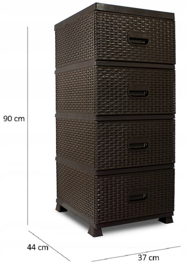 Kommode skab K9467 sort rattan hylde badeværelse