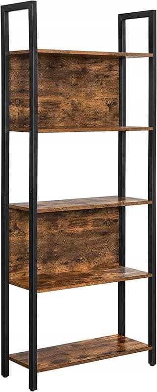 Åben stående hylde med hylder loft vintage rustik eg sort