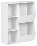 Miniatyrbilde 5 av 11: 3-lags Bokhylle Hvit Sponplate med Non-Woven Stoff Bokser med Hyller Barnerom Barnehage