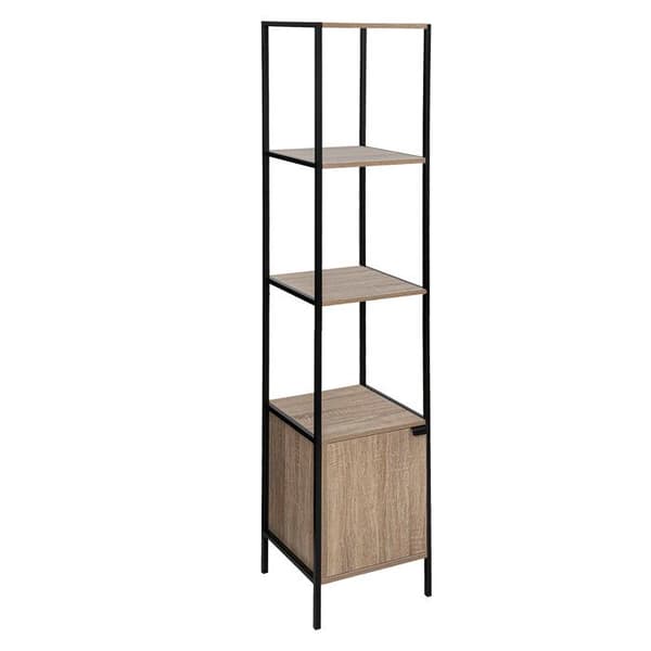 Bibliotek - Hylla 1 dörr 2 nivåer Aliaj 5Five - Naturlig och svart - Samtida - Design