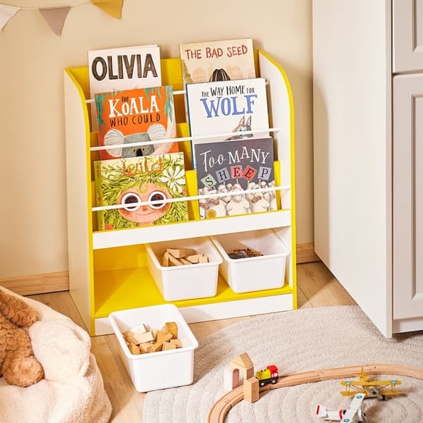 Rootz Kids Storage Shelf - Organizer - Bogreol - Rumbesparelse - 63 cm x 76 cm x 30 cm - gul og hvid