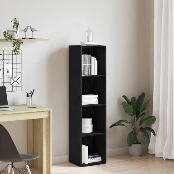 vidaXL Bokhylla svart ek 36x30x143 cm konstruerat trä