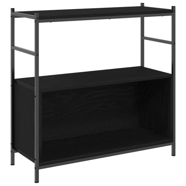 vidaXL Bogreol Sort Ege Træ og Metal Medium Sort Ege Bogreol