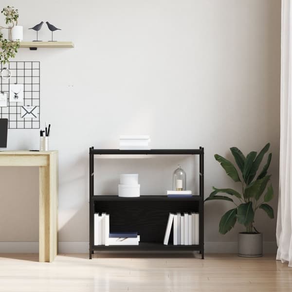 vidaXL Bokskap Svart Eik 80x30x78,5 cm Konstruert Tre
