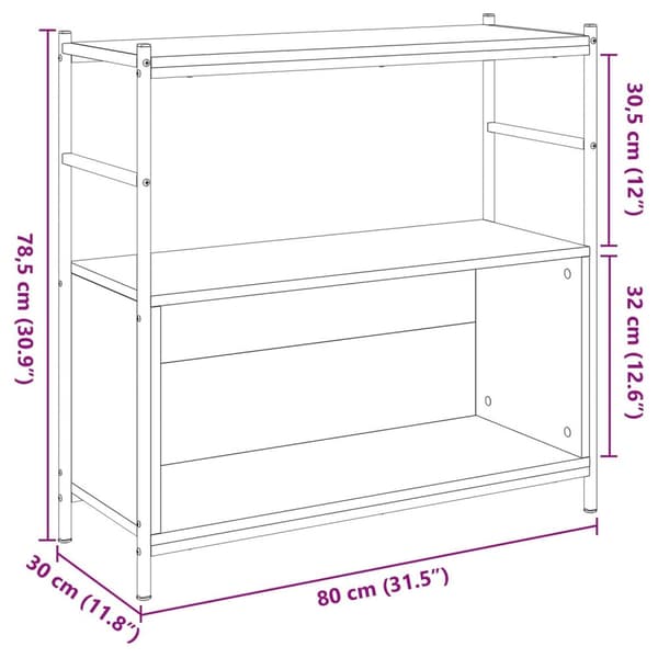 vidaXL Bokskap Svart Eik 80x30x78,5 cm Konstruert Tre