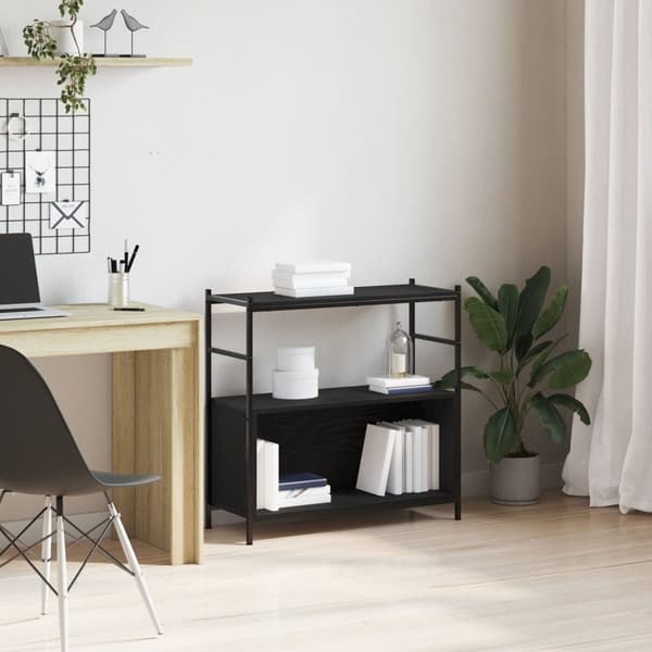 vidaXL Bokskap Svart Eik 80x30x78,5 cm Konstruert Tre