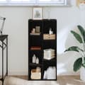 Miniatyrbilde 5 av 10: vidaXL Bokhylle Svart Eik 50x25x105 cm Konstruert Tre