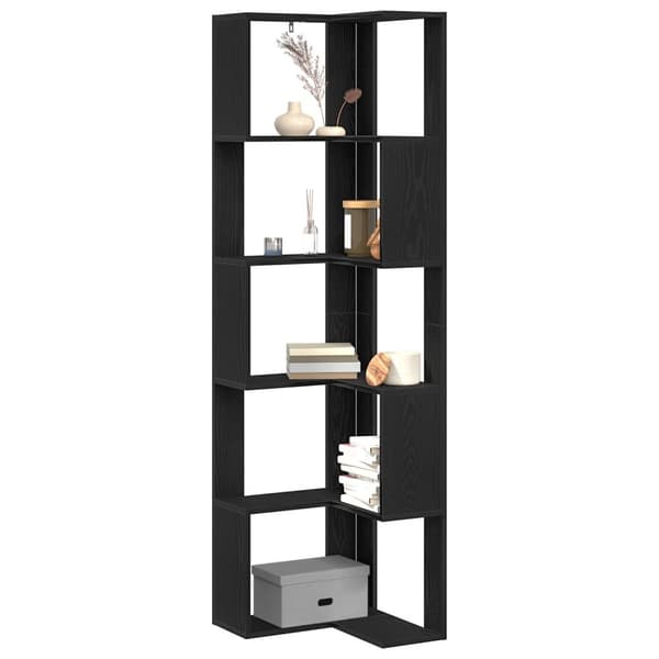 vidaXL Hjørnebokhylle 5-Tiers Svart Eik 50x50x179 cm Treverk