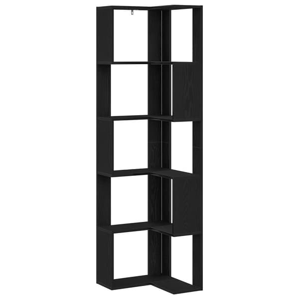vidaXL Hjørnebokhylle 5-Tiers Svart Eik 50x50x179 cm Treverk