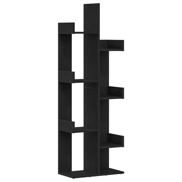 vidaXL Boghylde Sort eg Konstruktionstræ 48 x 25,5 x 140 cm Boghylde