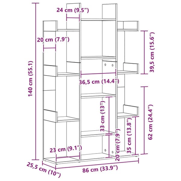 vidaXL Bokhylle Svart eik Konstruert tre Moderat Minimalistisk