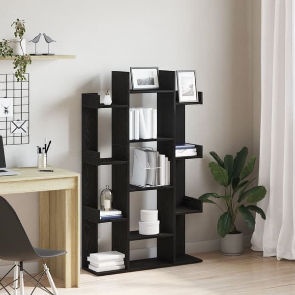 vidaXL Bogreol Sort egetræ Konstrueret træ Medium Minimalistisk
