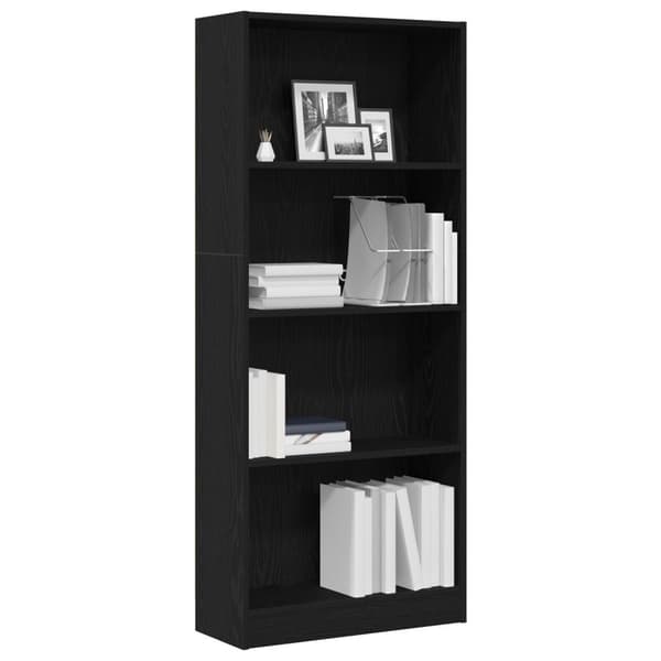 vidaXL Svart Eik Bokhylle - 60 x 24 x 143 cm - Laget av Konstruert Tre