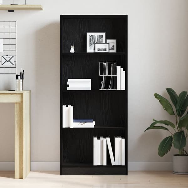 vidaXL Svart Eik Bokhylle - 60 x 24 x 143 cm - Laget av Konstruert Tre