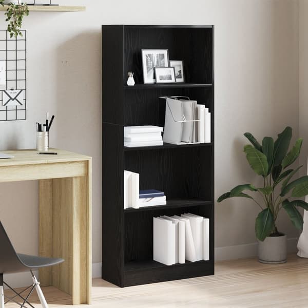 vidaXL Svart Eik Bokhylle - 60 x 24 x 143 cm - Laget av Konstruert Tre