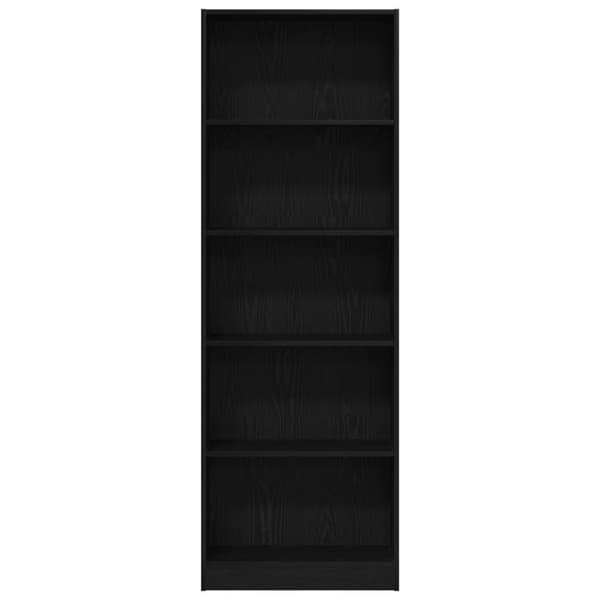 vidaXL Bogreol Sort egetræ Konstrueret træ 60 x 24 x 176 cm Bogreol