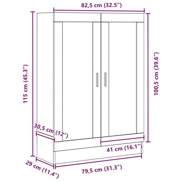 vidaXL Bokhylle i Svart Eik 82,5x30,5x115 cm i Konstruert Tre